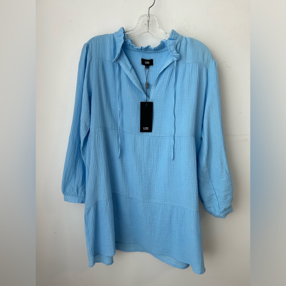 Blue Line Dress with Strings